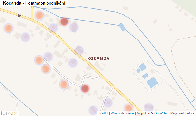 Mapa Kocanda - Firmy v části obce.