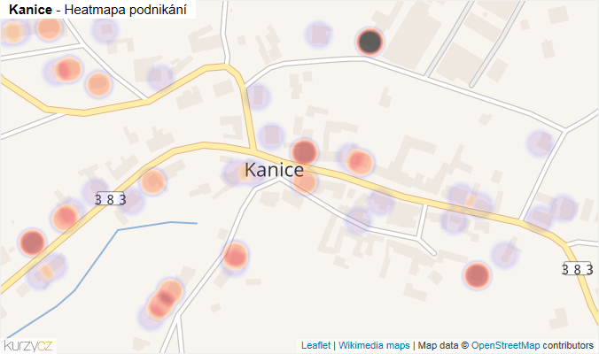 Mapa Kanice - Firmy v části obce.
