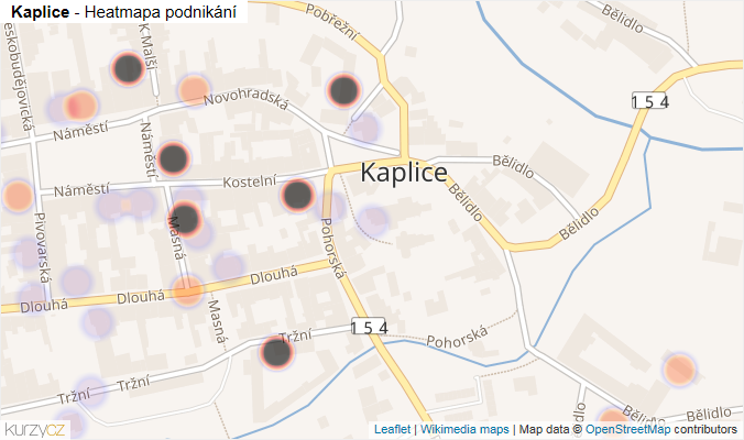 Mapa Kaplice - Firmy v části obce.