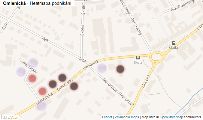 Mapa Omlenická - Firmy v ulici.