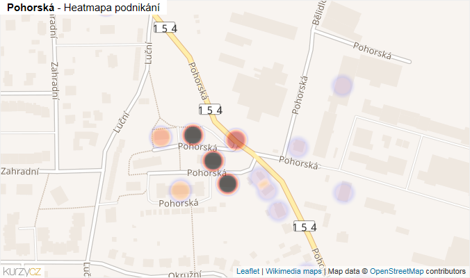 Mapa Pohorská - Firmy v ulici.