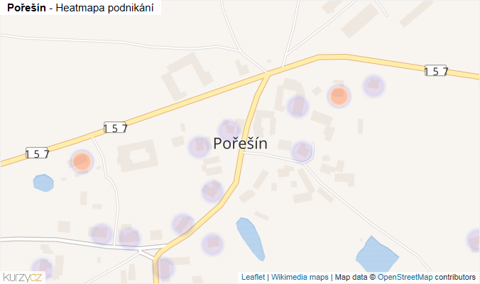 Mapa Pořešín - Firmy v části obce.