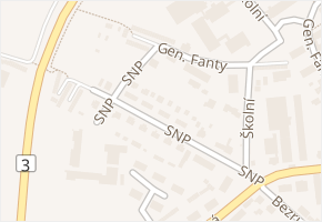 SNP v obci Kaplice - mapa ulice
