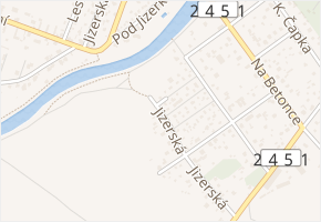 Jizerská v obci Káraný - mapa ulice