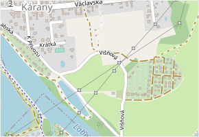 Višňová v obci Káraný - mapa ulice