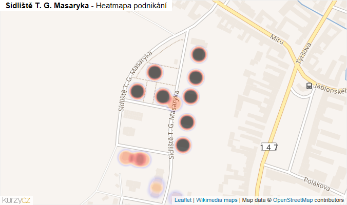 Mapa Sídliště T. G. Masaryka - Firmy v ulici.