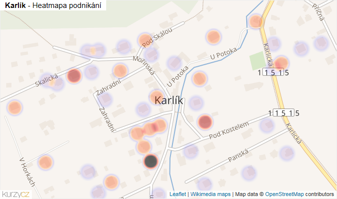 Mapa Karlík - Firmy v části obce.