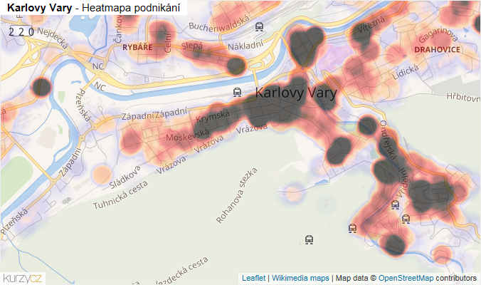 Mapa Karlovy Vary - Firmy v obci.