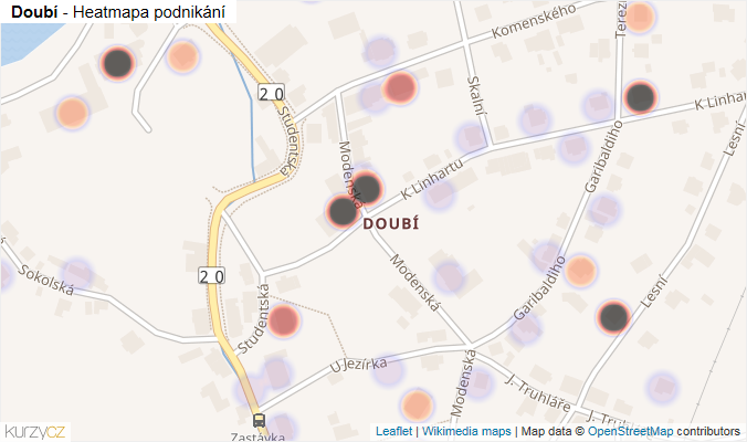 Mapa Doubí - Firmy v části obce.