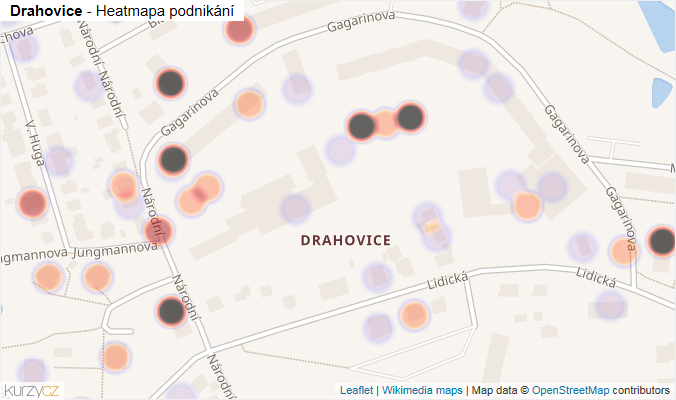 Mapa Drahovice - Firmy v části obce.