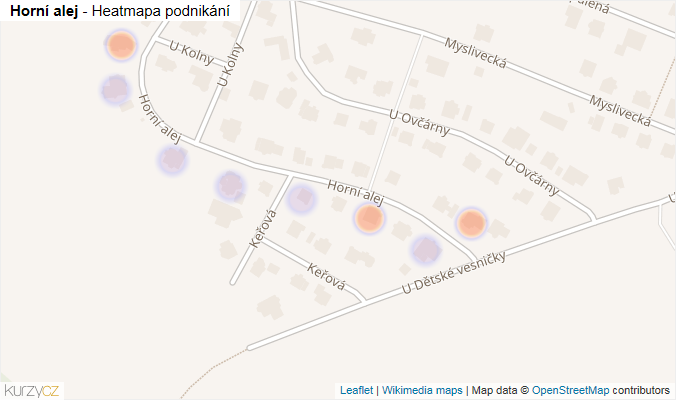 Mapa Horní alej - Firmy v ulici.
