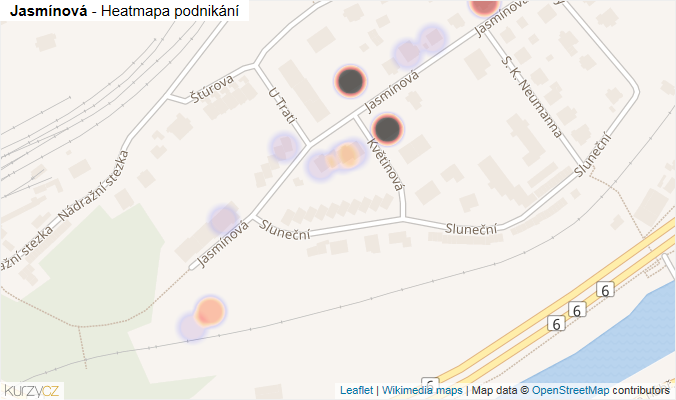 Mapa Jasmínová - Firmy v ulici.