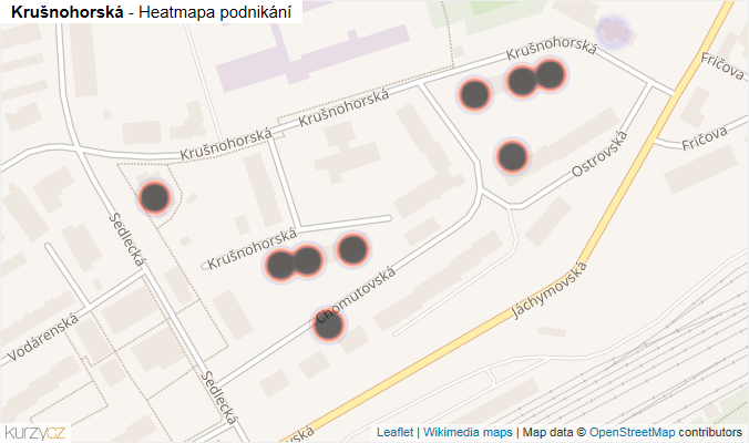 Mapa Krušnohorská - Firmy v ulici.