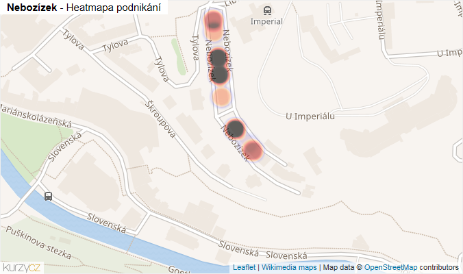 Mapa Nebozízek - Firmy v ulici.