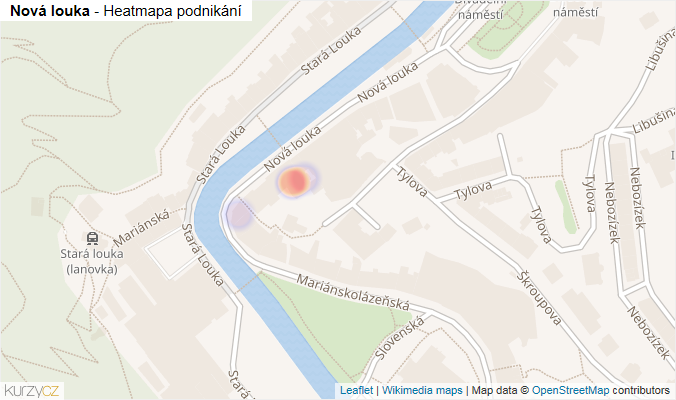 Mapa Nová louka - Firmy v ulici.