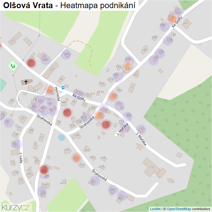 Mapa Olšová Vrata - Firmy v části obce.