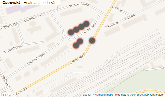 Mapa Ostrovská - Firmy v ulici.
