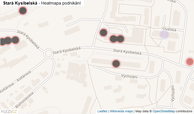 Mapa Stará Kysibelská - Firmy v ulici.