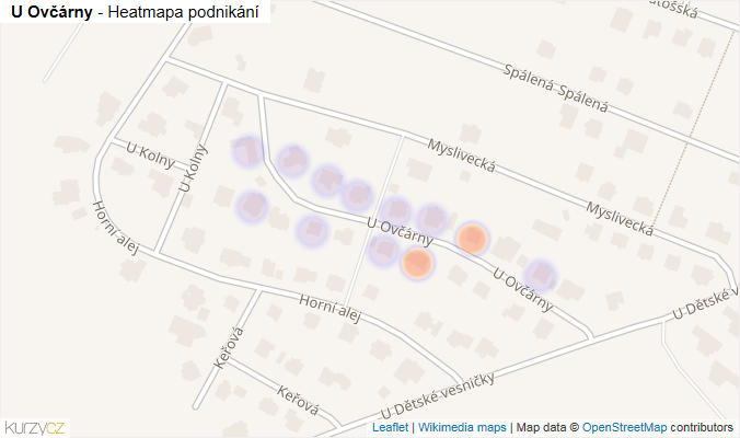 Mapa U Ovčárny - Firmy v ulici.
