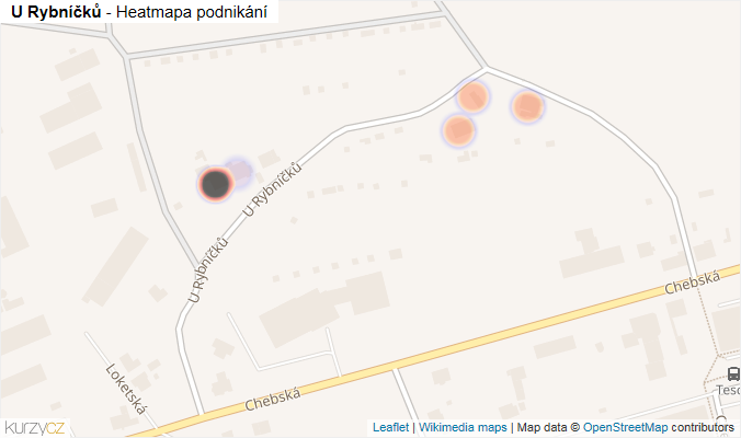 Mapa U Rybníčků - Firmy v ulici.