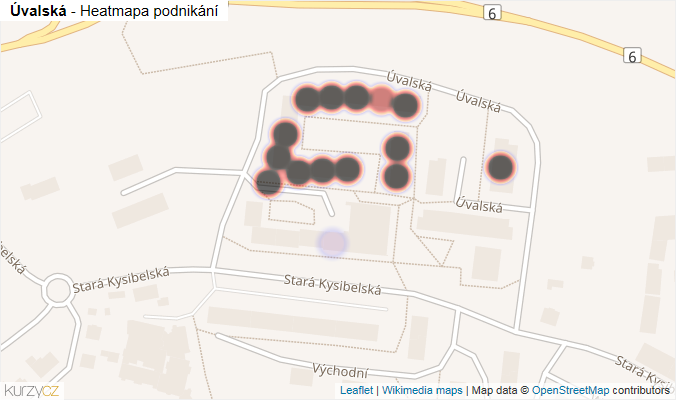 Mapa Úvalská - Firmy v ulici.