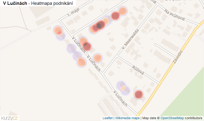 Mapa V Lučinách - Firmy v ulici.