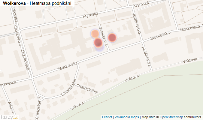 Mapa Wolkerova - Firmy v ulici.