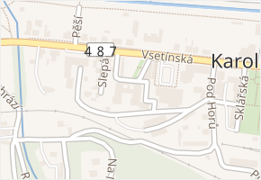 Radniční náměstí v obci Karolinka - mapa ulice
