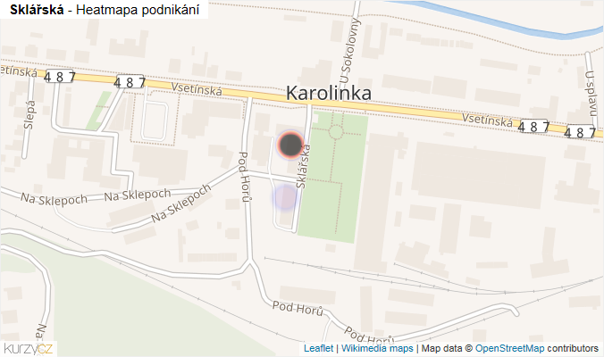 Mapa Sklářská - Firmy v ulici.