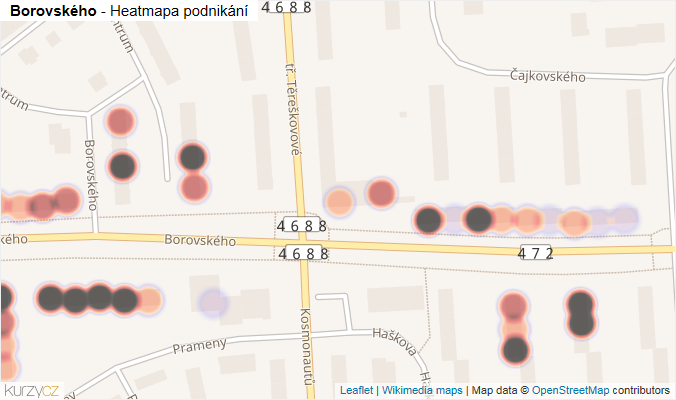 Mapa Borovského - Firmy v ulici.