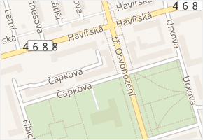 Čapkova v obci Karviná - mapa ulice
