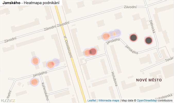 Mapa Janského - Firmy v ulici.