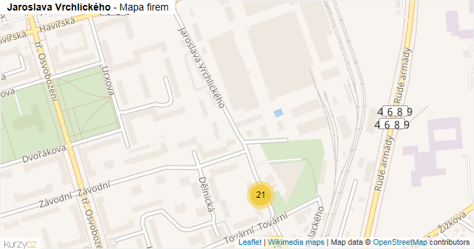 Mapa Jaroslava Vrchlického - Firmy v ulici.