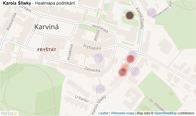 Mapa Karola Śliwky - Firmy v ulici.
