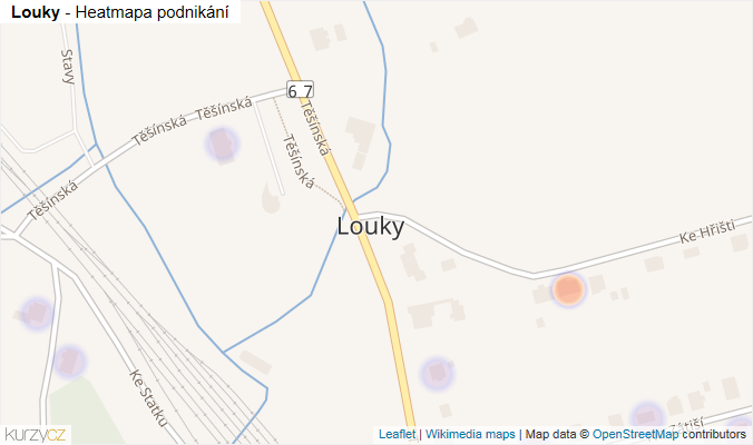 Mapa Louky - Firmy v části obce.