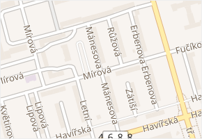 Mánesova v obci Karviná - mapa ulice