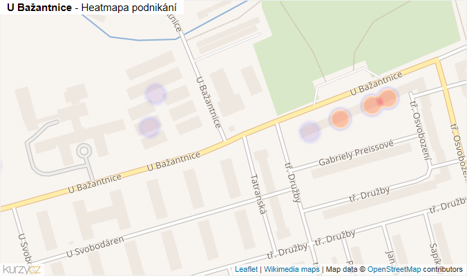 Mapa U Bažantnice - Firmy v ulici.