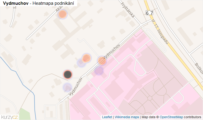 Mapa Vydmuchov - Firmy v ulici.