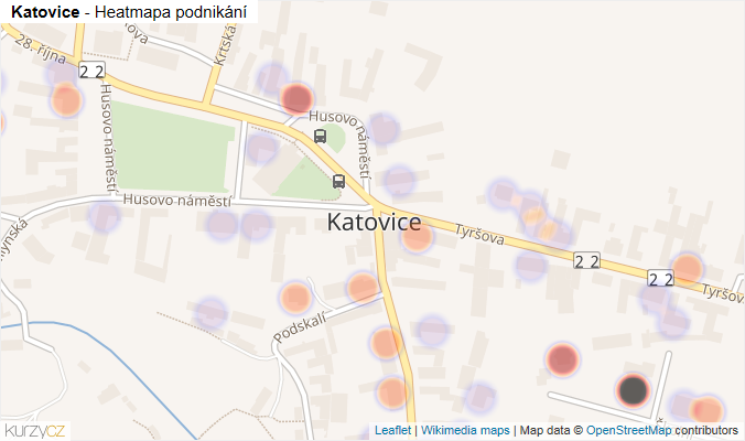 Mapa Katovice - Firmy v části obce.