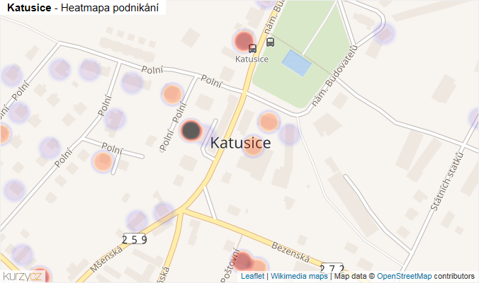 Mapa Katusice - Firmy v části obce.