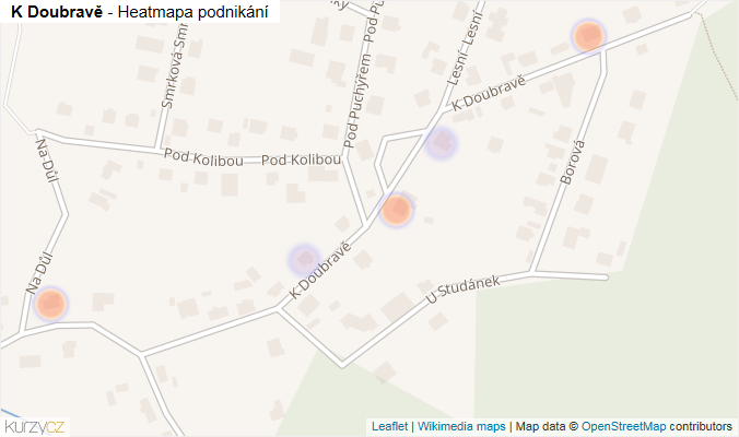 Mapa K Doubravě - Firmy v ulici.