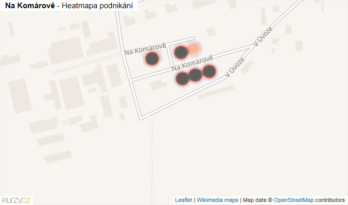 Mapa Na Komárově - Firmy v ulici.