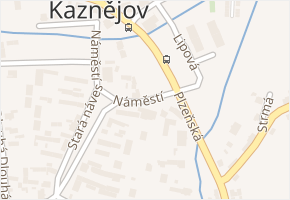 Náměstí v obci Kaznějov - mapa ulice