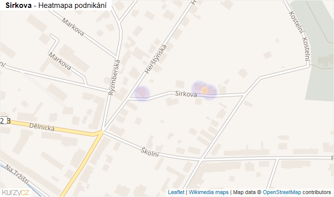 Mapa Sirkova - Firmy v ulici.