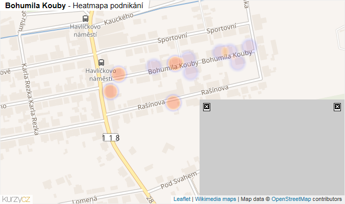 Mapa Bohumila Kouby - Firmy v ulici.