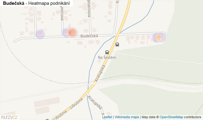Mapa Budečská - Firmy v ulici.