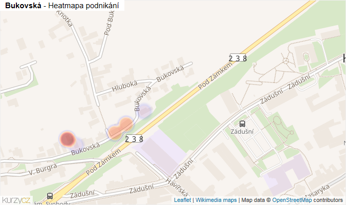 Mapa Bukovská - Firmy v ulici.