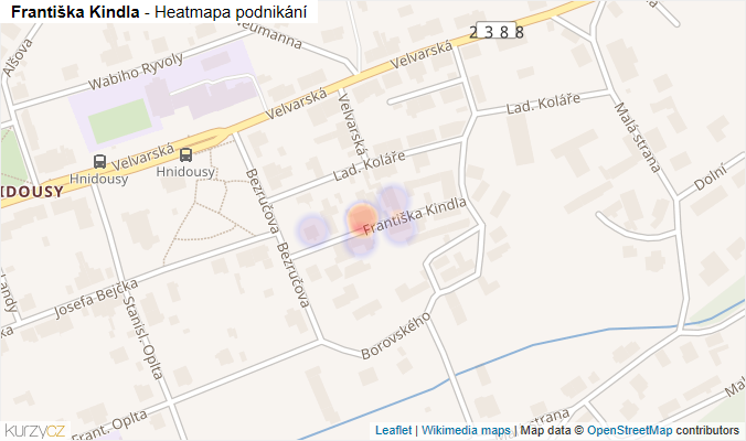 Mapa Františka Kindla - Firmy v ulici.