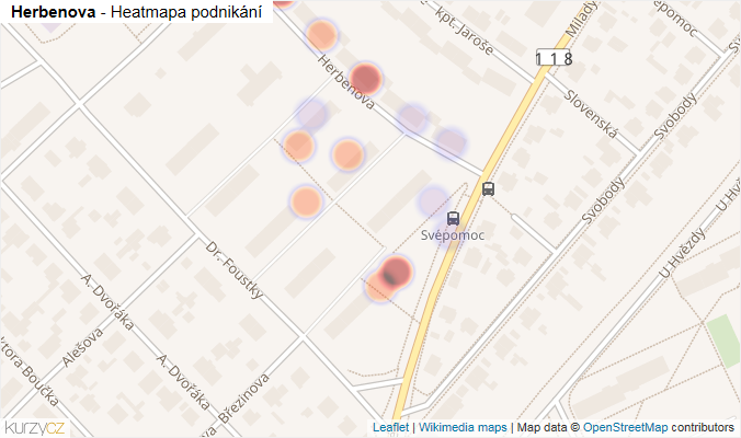 Mapa Herbenova - Firmy v ulici.