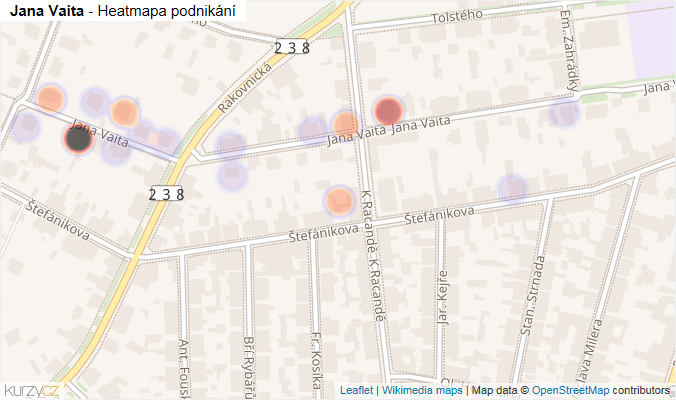 Mapa Jana Vaita - Firmy v ulici.